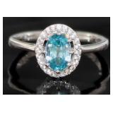 Natural Blue & White Zircon Designer Ring