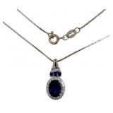 Oval 2.20 ct Sapphire Halo Necklace