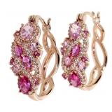 Stunning 3.30 ct Pink Sapphire Hoop Earrings