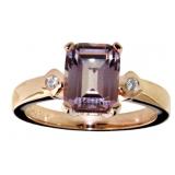 Emerald Cut 3.04 ct Morganite Topaz & Diamond Ring