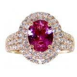 Oval 3.10 ct Pink Tourmaline & Lab Diamond Ring