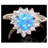 Heart Shape Australian Blue Opal Ring