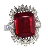 14k Gold 7.23 ct Radiant Ruby & Diamond Ring