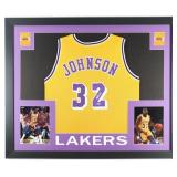 Autographed Magic Johnson Custom Framed Jersey