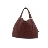 GUCCI GG Maroon Leather Shoulder Bag