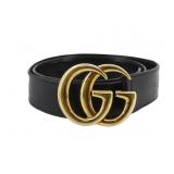 GUCCI GG Black Leather Marmont Belt