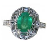 14kt Gold 2.59 ct Natural Emerald & Diamond Ring