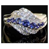 Stunning 2.35 ct Blue & White Sapphire Bypass Ring