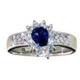 Platinum Natural 1.01 ct Sapphire & Diamond Ring