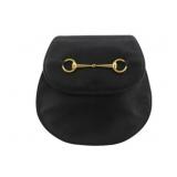 GUCCI Black Leather Jackie Horsebit Shoulder Bag