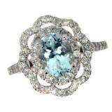 14k Gold 1.72 ct Aquamarine & Diamond Ring