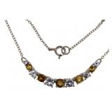 Quality Golden Citrine & White Sapphire Necklace