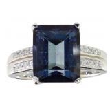 Natural 5.13 ct Royal Blue Topaz & Diamond Ring