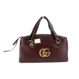 GUCCI GG Red Wine Leather Shoulder Bag