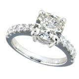 14k Gold 3.58 ct Cushion Cut Lab Diamond Ring