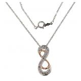 14kt Gold & SS Natural Diamond Infinity Necklace