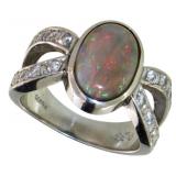 Platinum 2.36 ct Natural Opal & Diamond Ring