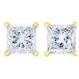 14kt Gold 3.01 ct Princess Cut Lab Diamond Earring