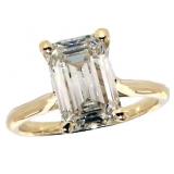 14k Gold 3.11 ct Emerald Cut Lab Diamond Ring