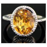 Oval 4.50 ct Natural Citrine & Diamond Ring