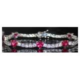 Beautiful Ruby & White Topaz Fashion Bracelet