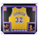 Autographed Magic Johnson Custom Framed Jersey