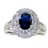 Oval 2.10 ct Sapphire & VS Lab Diamond Halo Ring