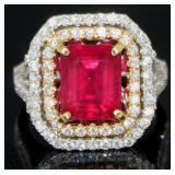 14kt Gold 6.45 ct Brilliant Ruby & Diamond Ring