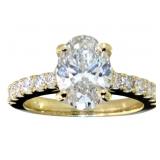 14k Gold 3.09 ct Oval Cut Lab Diamond Ring