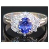 Platinum 1.22 ct Natural Sapphire & Diamond Ring