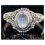 Vintage Style Natural Moonstone Dinner Ring