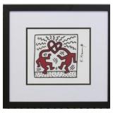 Heart Head Framed Print Plate Signed Keith Harring