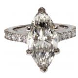 14k Gold 5.23 ct Marquise Cut Lab Diamond Ring