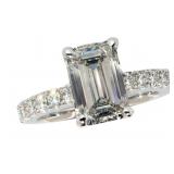 14k Gold 4.91 ct Emerald Cut Lab Diamond Ring