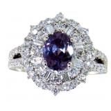 Oval 3.05 ct Alexandrite & VS Lab Diamond Ring