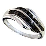 Natural Black Diamond Wave Ring