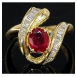 18kt Gold 2.09 ct GIA Ruby & Diamond Ring