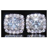 Cushion Cut 4.50 ct White Topaz Earrings