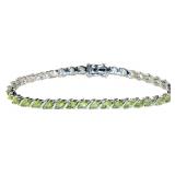 Genuine 12.75 ct Peridot S Link Tennis Bracelet