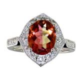 Oval 3.64 ct Natural Twilight Topaz & Diamond Ring