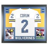 Autographed Blake Corum Custom Framed Jersey