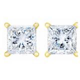 14kt Gold 3.01 ct Princess Cut Lab Diamond Earring