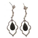 Black & White Diamond Accented Dangle Earrings