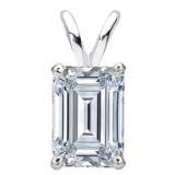 14kt Gold 3.03 ct Emerald Cut Lab Diamond Pendant