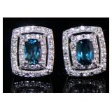 Radiant Cut 2.50 ct London Blue Topaz Earrings