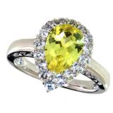 Pear Cut 3.60 ct Canary Yellow Topaz Ring