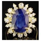 14kt Gold 7.79 ct GIA Sapphire & Diamond Ring