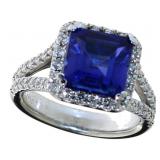 14kt Gold 5.22 ct Sapphire & Diamond Ring