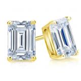 14kt Gold 4.08 ct Emerald Cut Lab Diamond Earrings