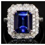 14kt Gold 6.70 ct Sapphire & Diamond Ring